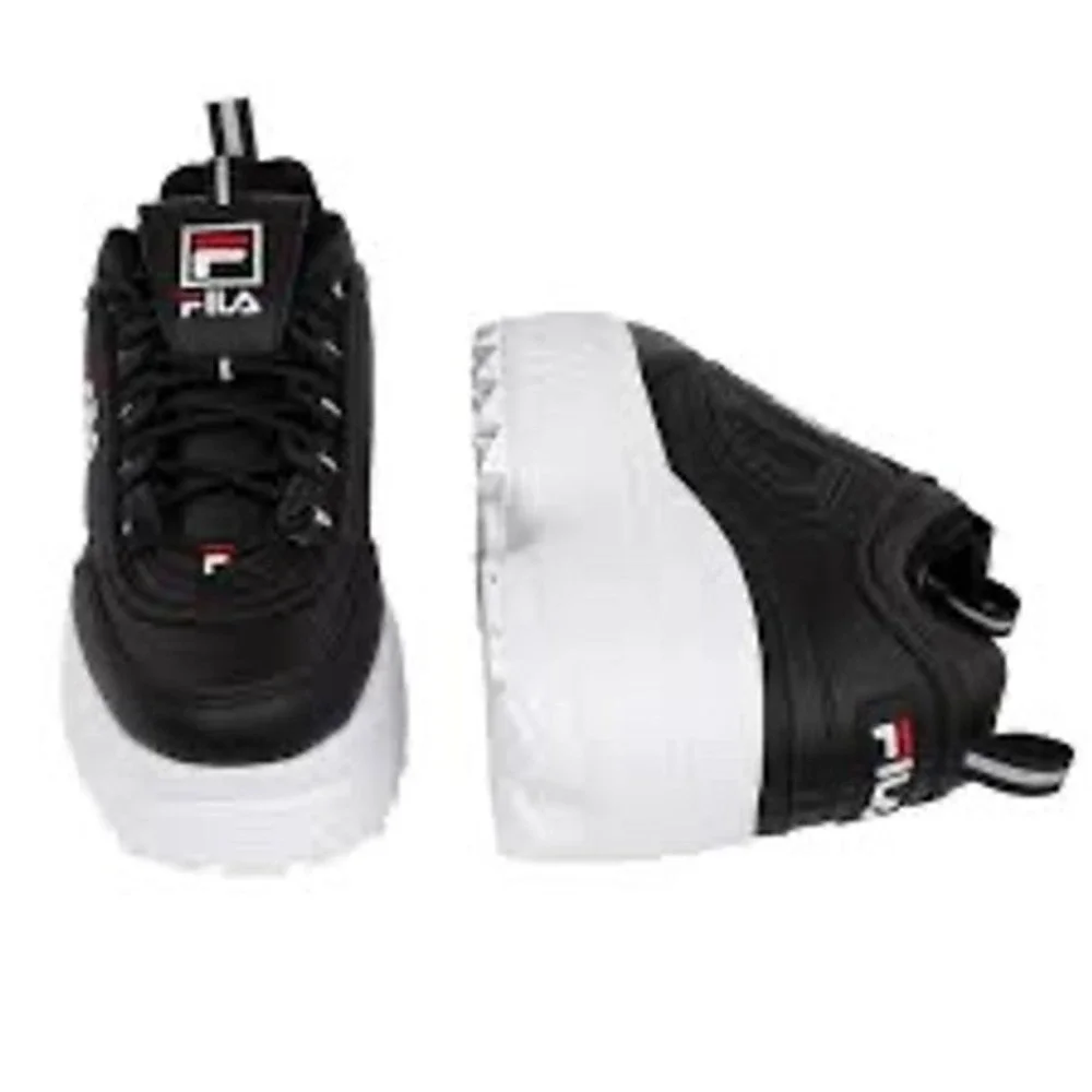 FILA Disruptor II Premium Platform Sneakers‎ Black White sz 6.5 Chunky Shoes NEW